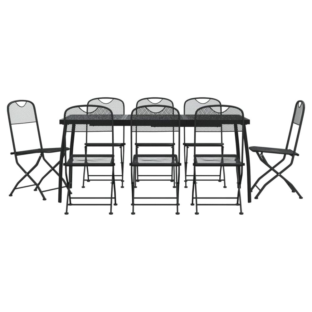 vidaXL 9 Piece Garden Dining Set Anthracite Metal Mesh - anydaydirect