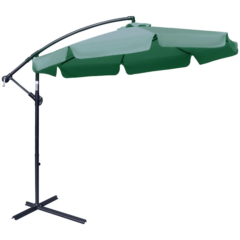 2.7m Garden Banana Parasol Cantilever Umbrella with Crank Green - anydaydirect