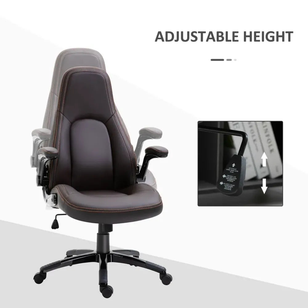 PU Leather Office Chair High Back Swivel Office Chair with Adjustable Height - anydaydirect