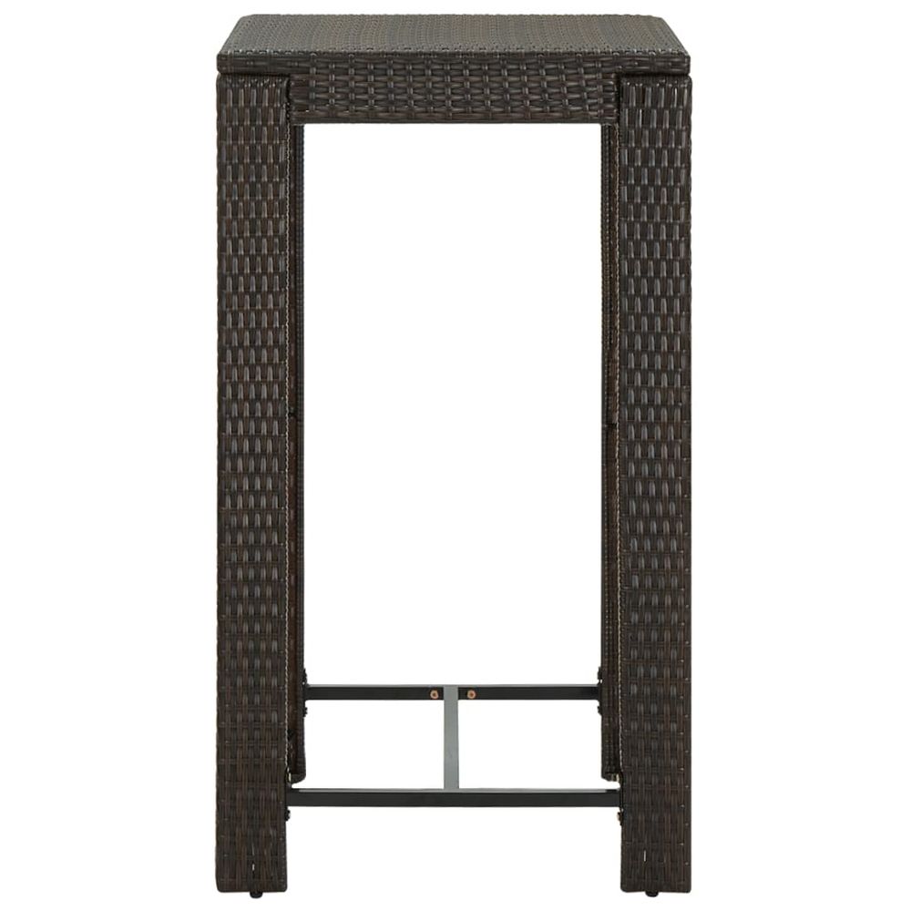 Garden Bar Table Brown 60.5x60.5x110.5 cm Poly Rattan - anydaydirect