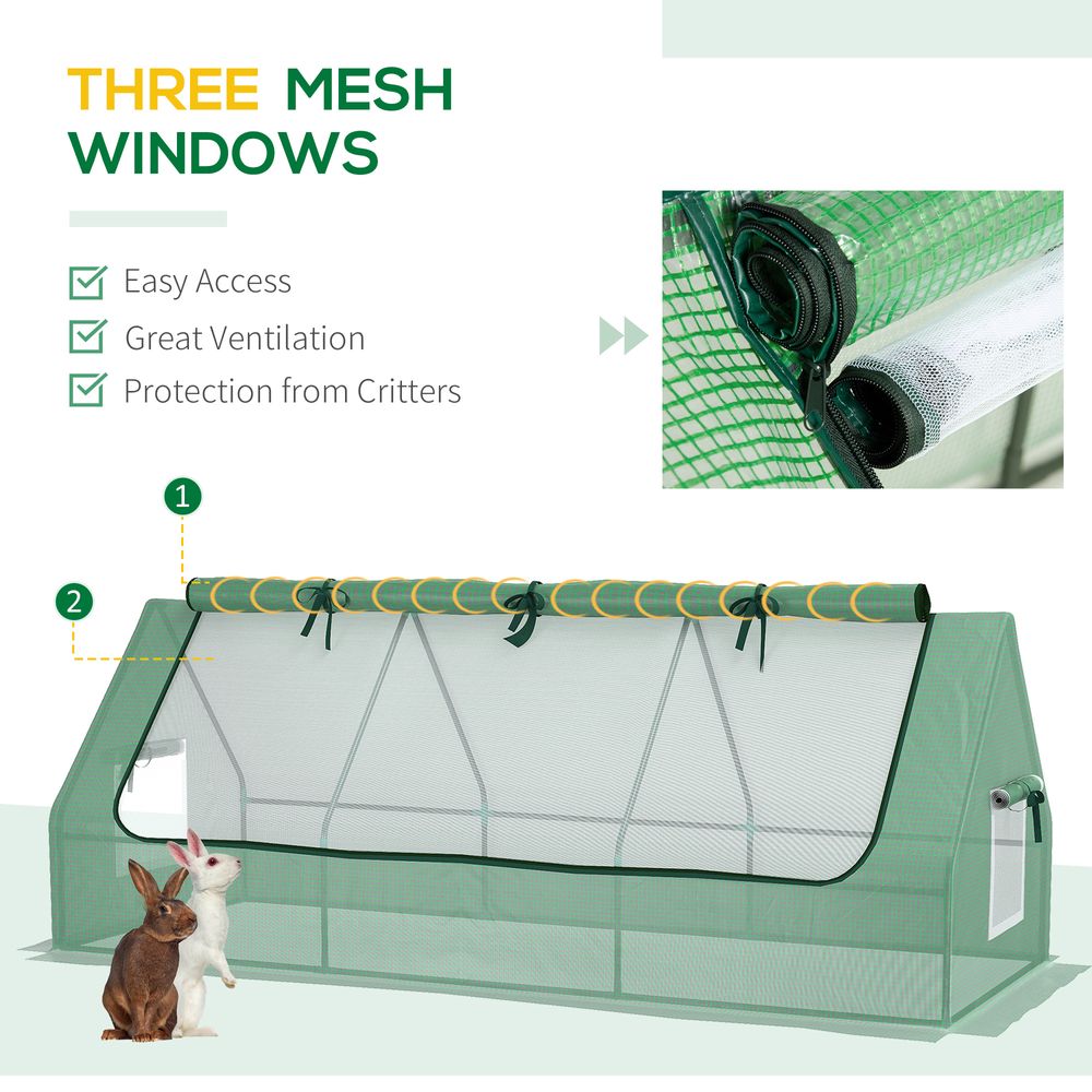 Outsunny Portable Small Polytunnel with Mesh Windows, 240x90x90cm - anydaydirect