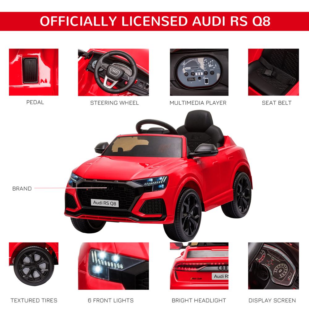 Audi RS Q8 6V Kids Electric Ride On Car Toy w/ Remote Control Red HOMCOM - anydaydirect