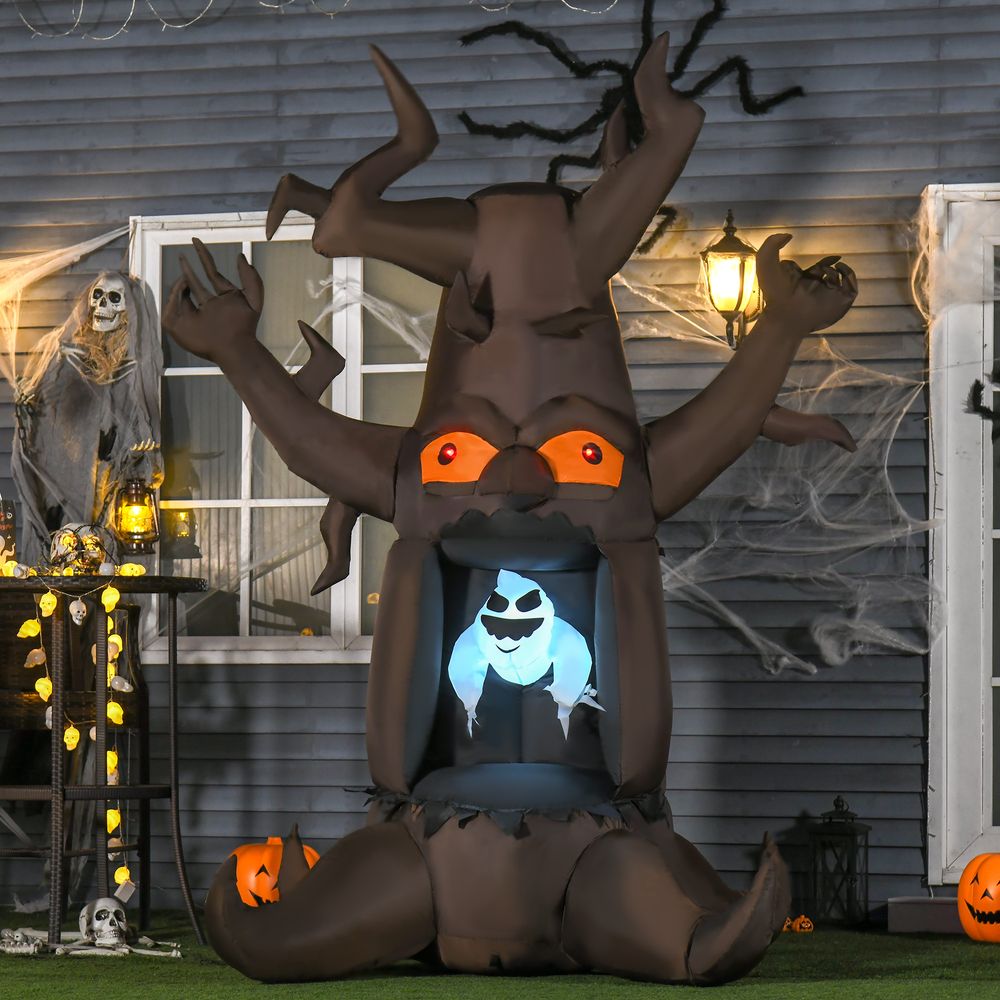8FT 2.4m Inflatable Tree Floating Ghost with LED Halloween Outdoor Deco - anydaydirect