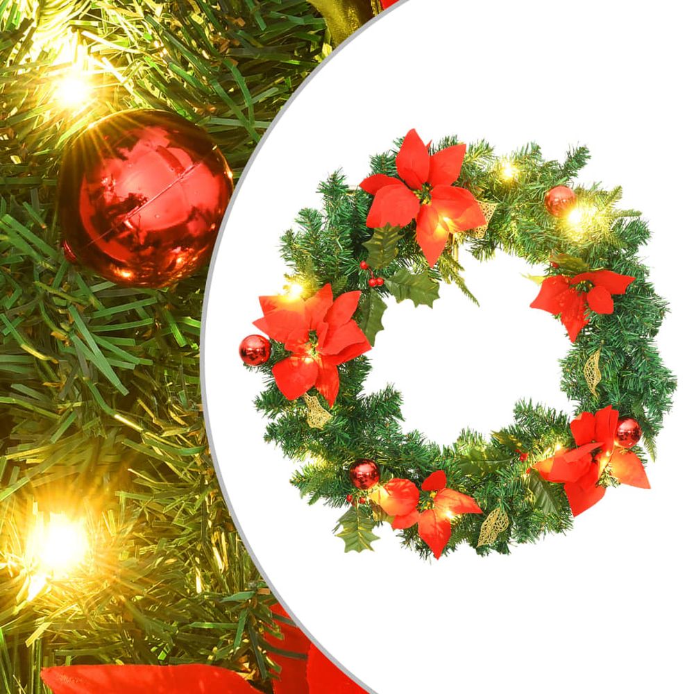 Christmas Wreath with LED Lights Green 60 cm PVC - anydaydirect