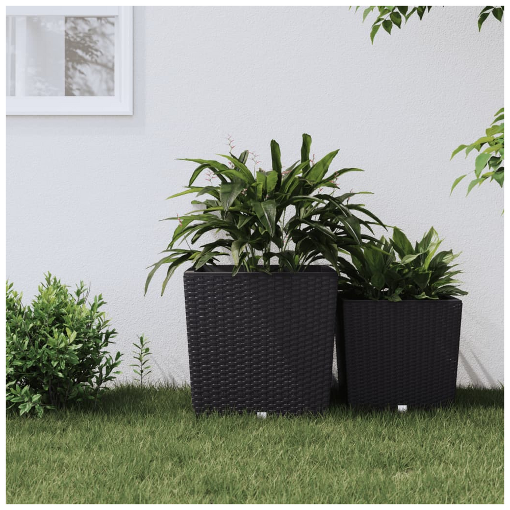 vidaXL Planter with Removable Inner Anthracite 37 / 64 L PP Rattan - anydaydirect
