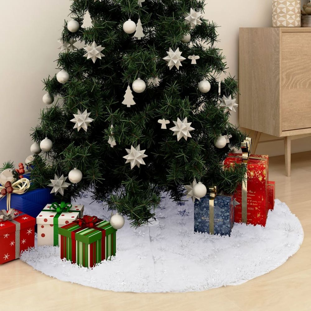 Luxury Christmas Tree Skirt White 90 cm Faux - anydaydirect