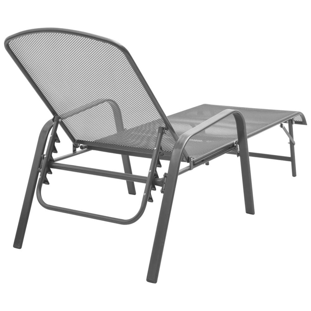 Sun Loungers 2 pcs with Table Steel Anthracite - anydaydirect