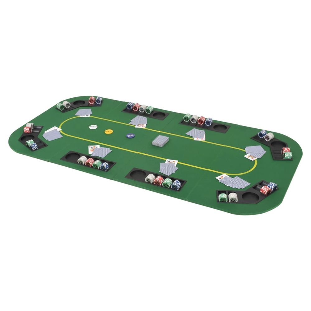 8-Player Folding Poker Tabletop 4 Fold Rectangular Green - anydaydirect