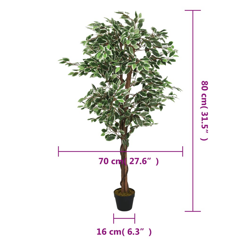 vidaXL Artificial Ficus Tree 378 Leaves 80 cm Green - anydaydirect