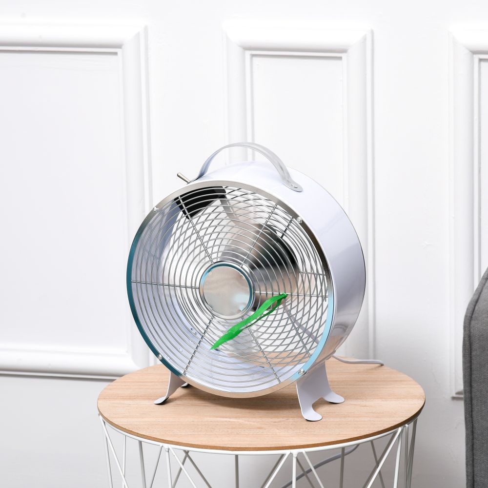 HOMCOM 26cm 2-Speed Electric Fan  Safe Guard Anti-Slip Feet Home Office White - anydaydirect