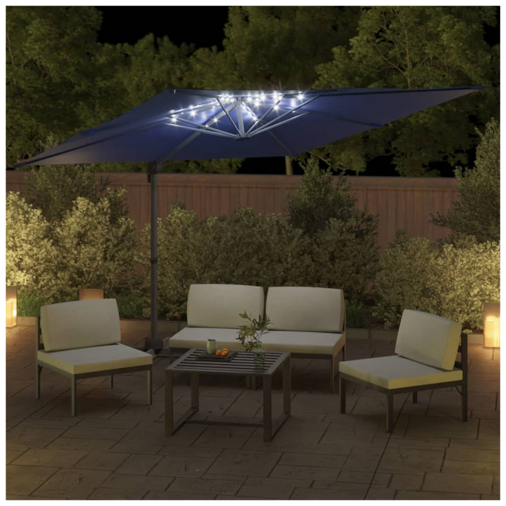 LED Cantilever Umbrella Azure Blue 400x300 cm - anydaydirect