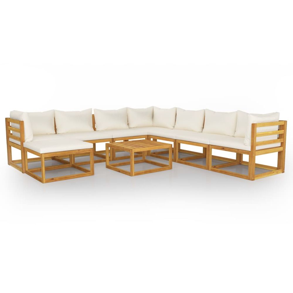 9 Piece Garden Lounge Set with Cushions Solid Wood Acacia (UK/IE/FI/NO only) - anydaydirect