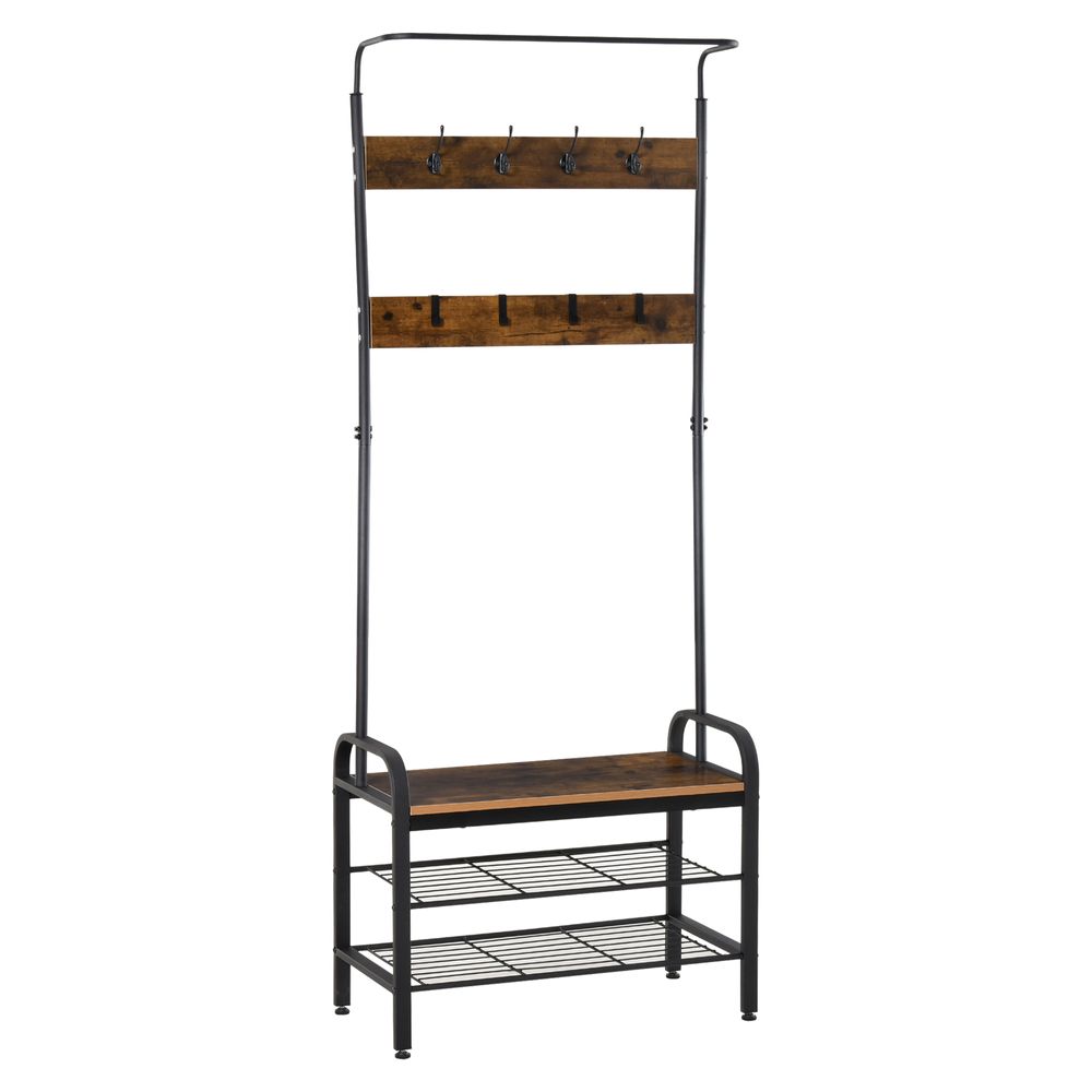 Industrial Coat Rack Stand with 8 Hooks Hangers Storage Cabinet Brown - anydaydirect