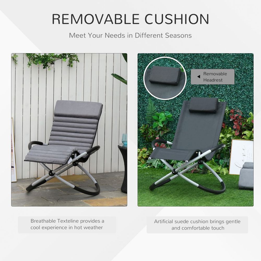 Outsunny Breathable Mesh Rocking Chair Design Orbital Mat Removable Black Grey - anydaydirect