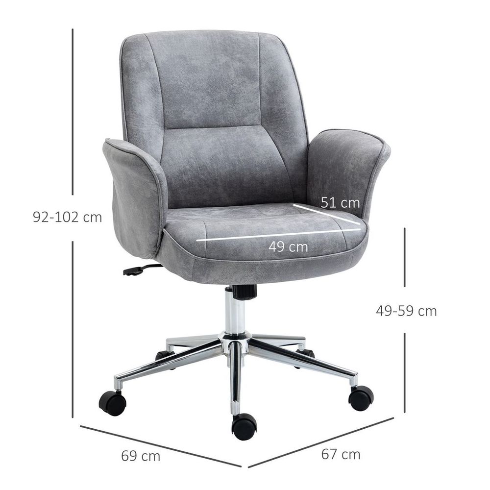Swivel Computer Office Chair Mid Back Desk Chair for Home, Light Grey - anydaydirect