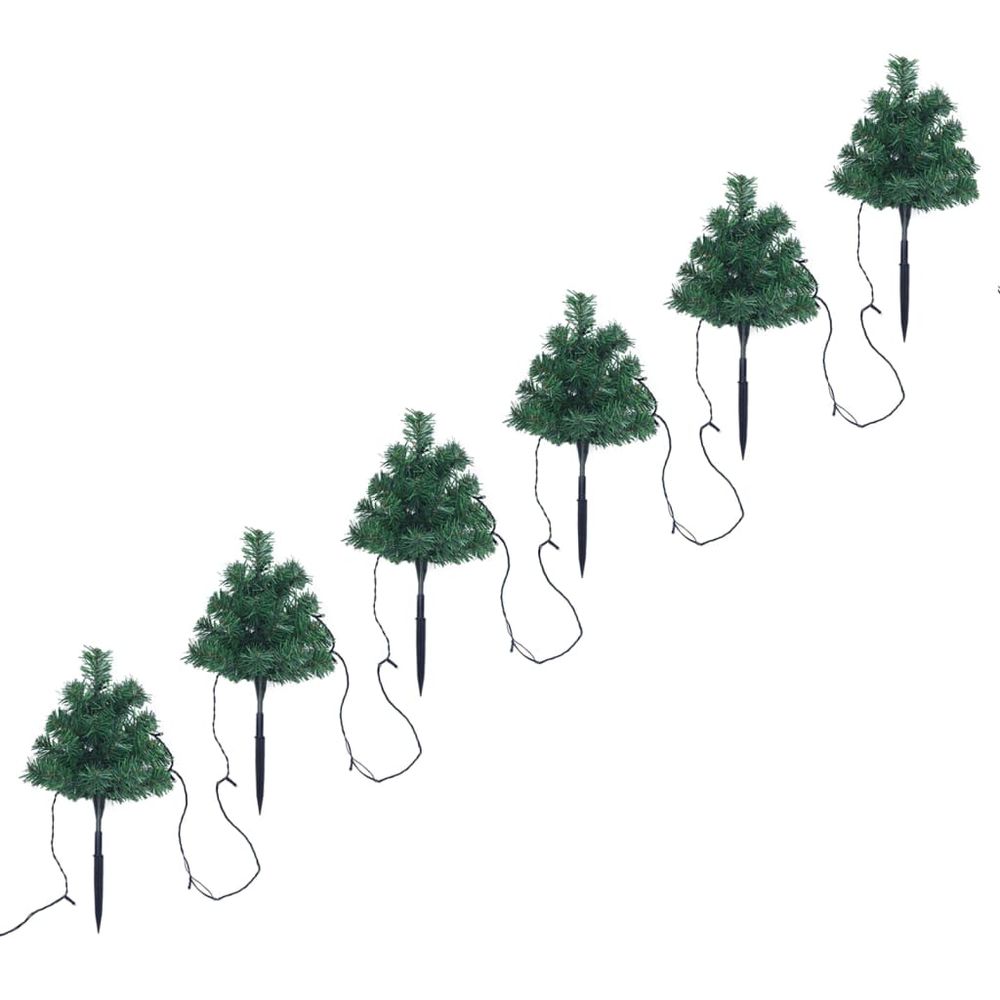 Christmas Pathway Trees 6 pcs with Warm White LEDs 45 cm PVC - anydaydirect