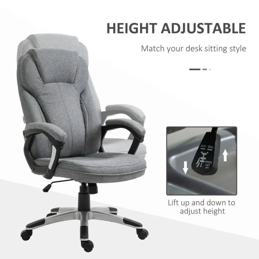 High Back Home Office Chair Height Adjustable Computer Chair w/ Armrests, Grey - anydaydirect