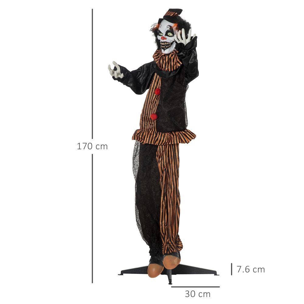 67 Inch Life Size Outdoor Halloween Talking Circus Clown Light Up Eyes Laughter - anydaydirect