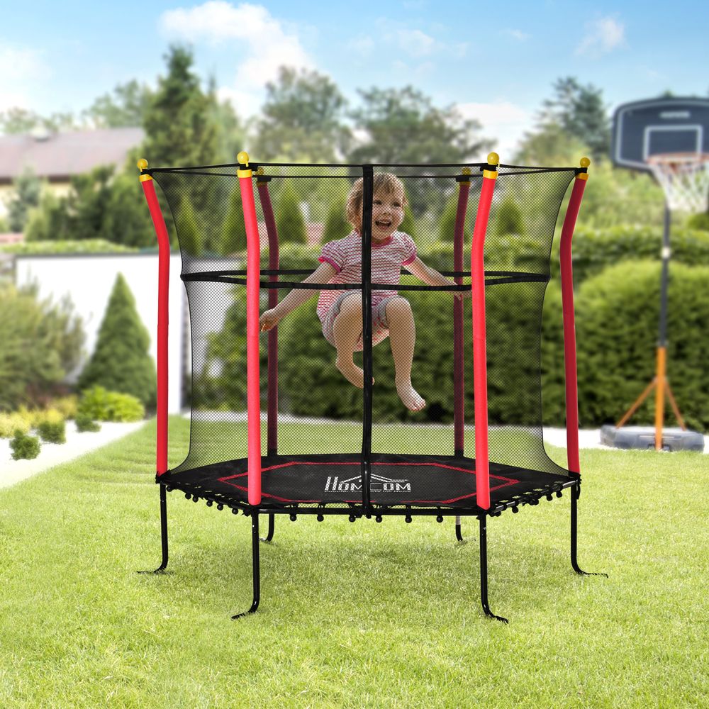 5.2FT Kids Trampoline With Enclosure Indoor Outdoor for 3-10 Years Red - anydaydirect