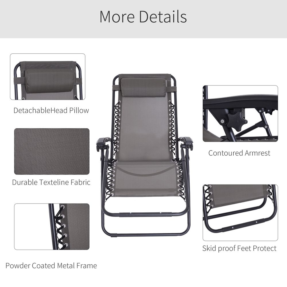 Metal Frame Zero Gravity Lounger w/ Head Pillow for Patio Decking  Outsunny - anydaydirect
