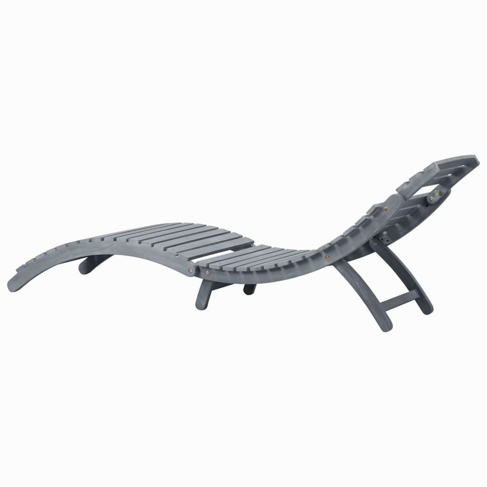 Sun Lounger Grey Wash Solid Acacia Wood - anydaydirect