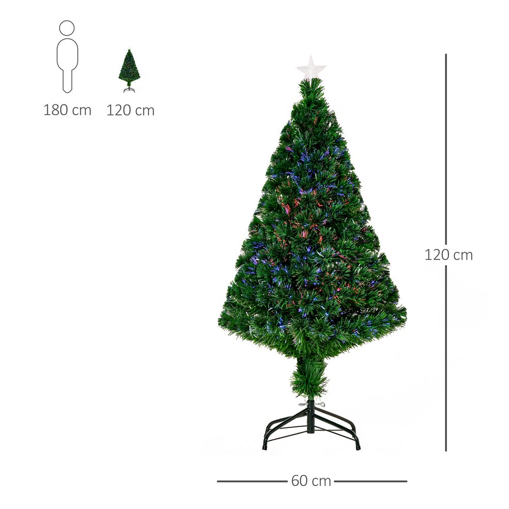 Pre-Lit Fibre Optic Artificial Christmas Tree Tree Topper Multi-Colour 4ft - anydaydirect