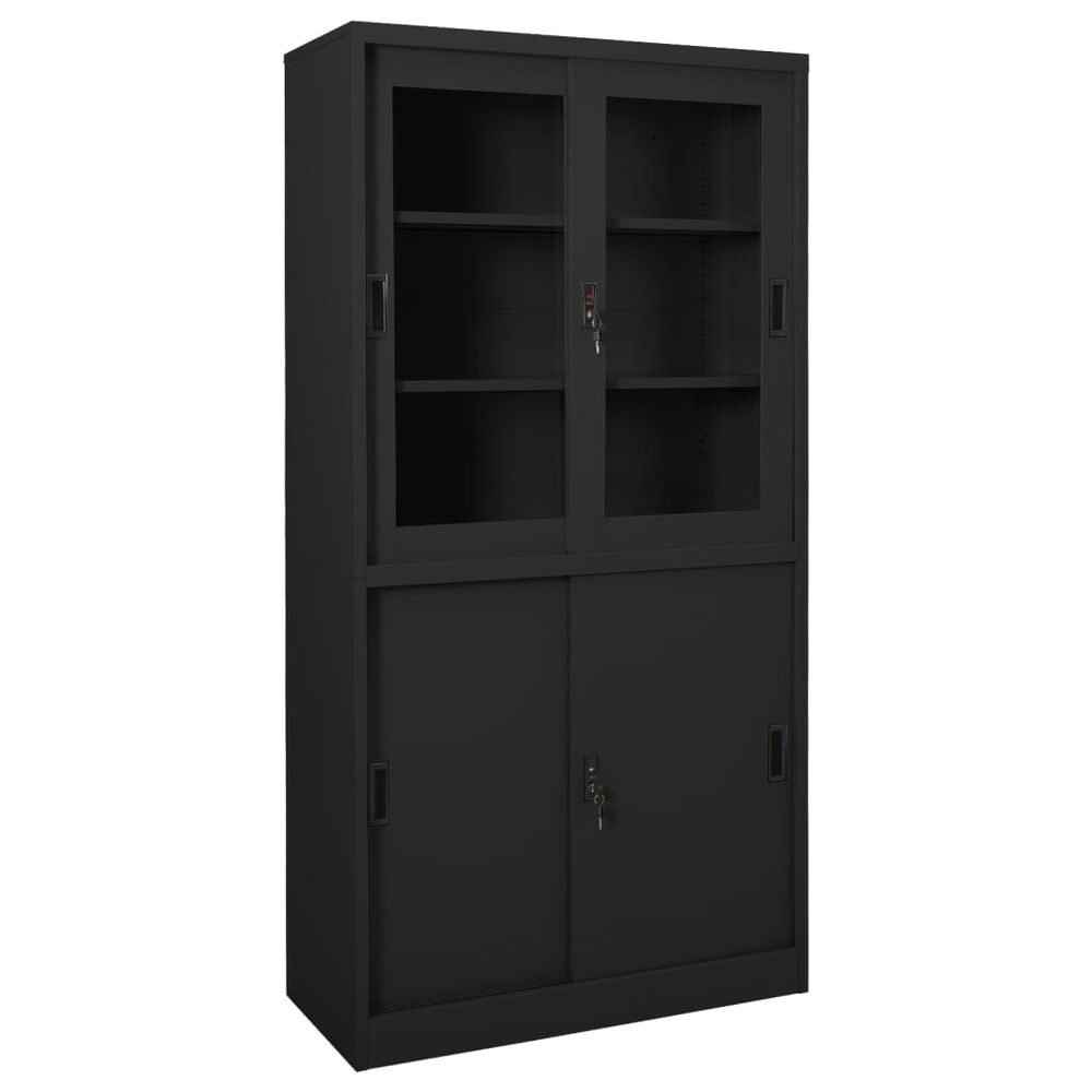 Office Cabinet with Sliding Door White 90x40x180 cm Steel - anydaydirect