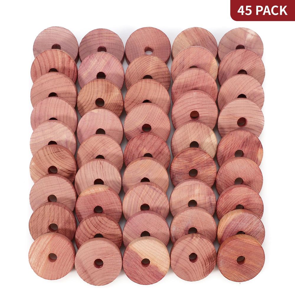 45 pack 100% Natural Cedar Wood Rings Moth Repellent for Clothes - anydaydirect