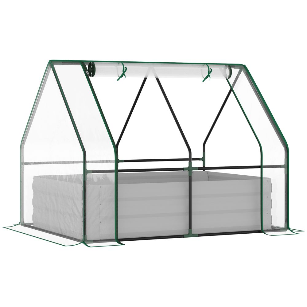 Steel Raised Garden Planter Box Kit with Greenhouse, for Dual Use, Clear - anydaydirect