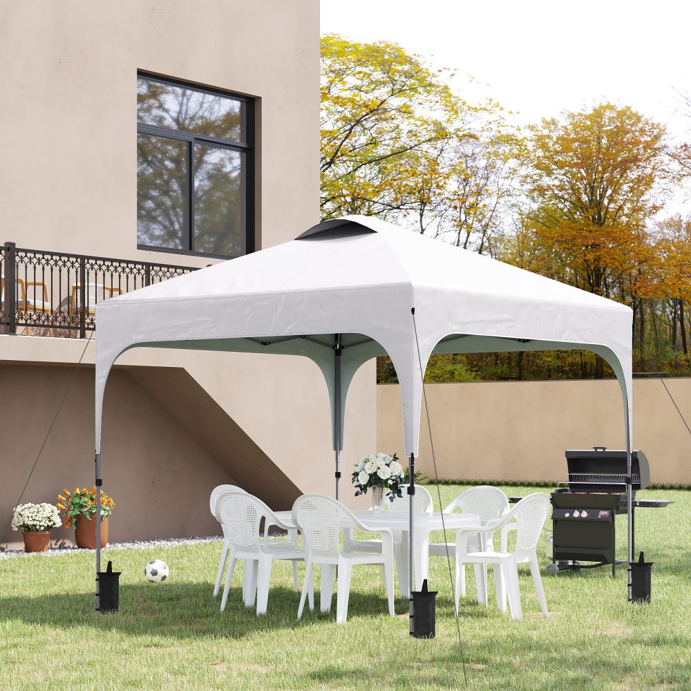 3x3M Pop Up Gazebo, Carry Bag 4 Leg Weight Bags White - anydaydirect