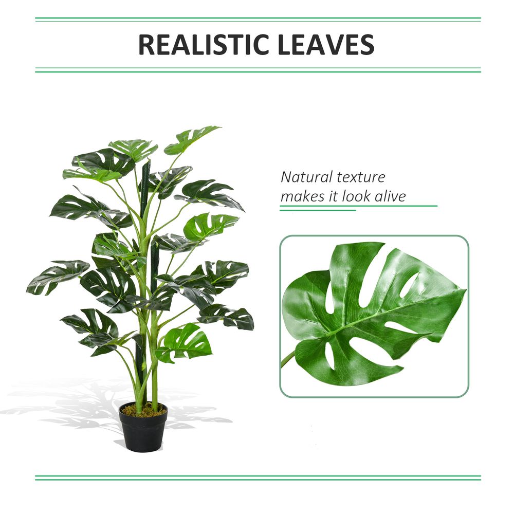 Artificial Monstera Tree  21 Leaves Palm Tree for Indoor Outdoor 1m - anydaydirect