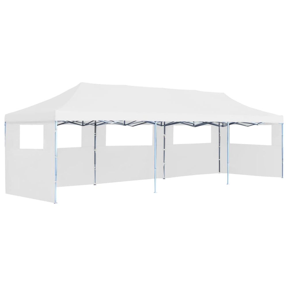 Folding Pop-up Party Tent with 5 Sidewalls 3x9 m White - anydaydirect
