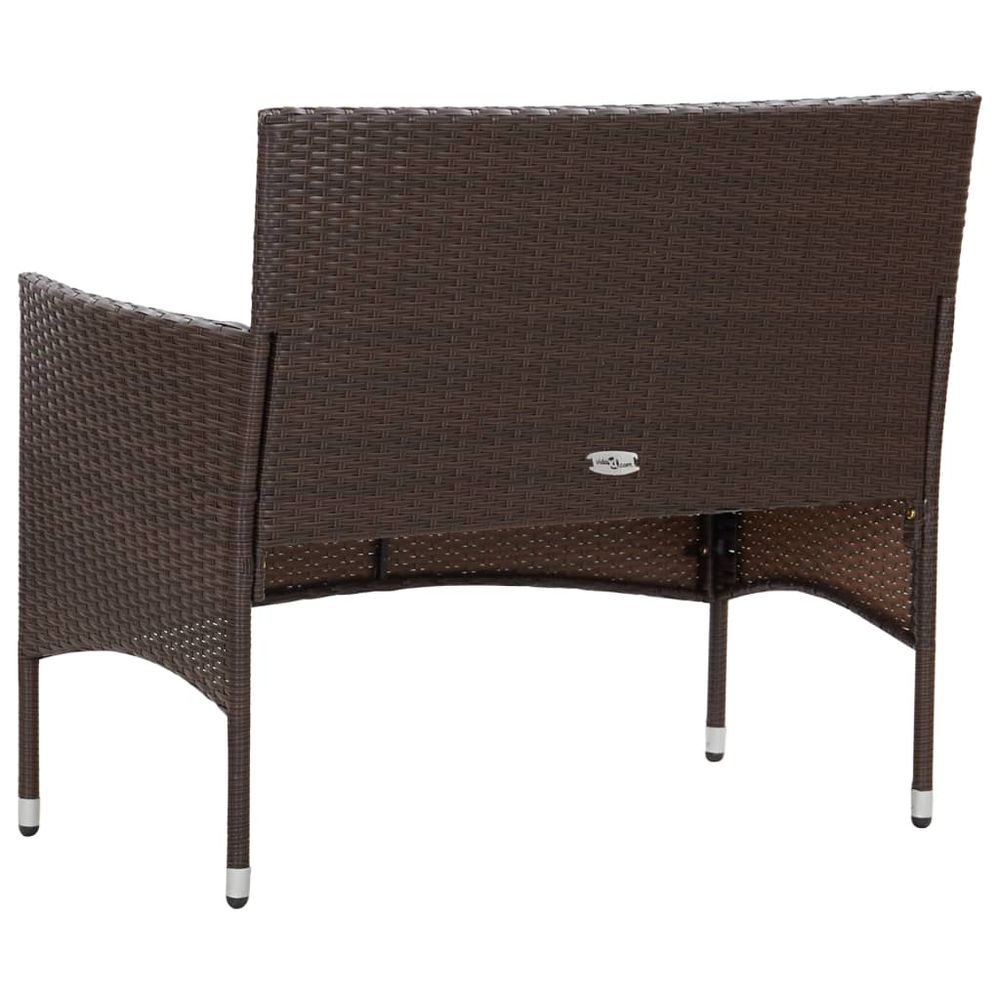 Garden Bench with Cushion Poly Rattan Brown - anydaydirect