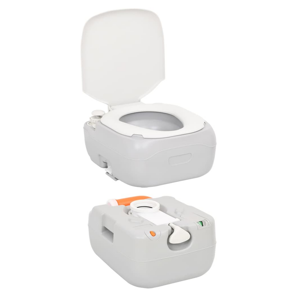 Portable Camping Toilet Grey and White 22+12 L HDPE - anydaydirect