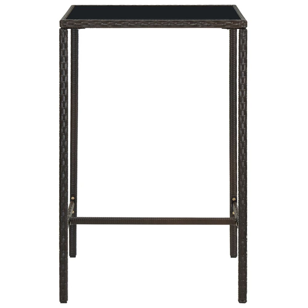 Garden Bar Table Brown 70x70x110 cm Poly Rattan and Glass - anydaydirect