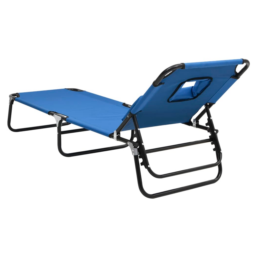 vidaXL Folding Sun Lounger Blue Oxford Fabric&Powder-coated Steel - anydaydirect