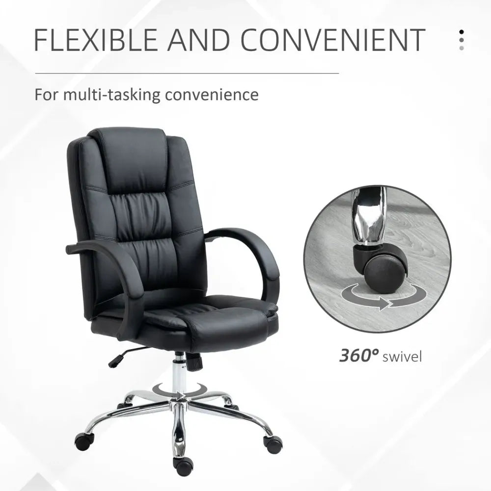 PU Leather Executive Office Chair High Back Height Adjustable Desk Chair, Black - anydaydirect