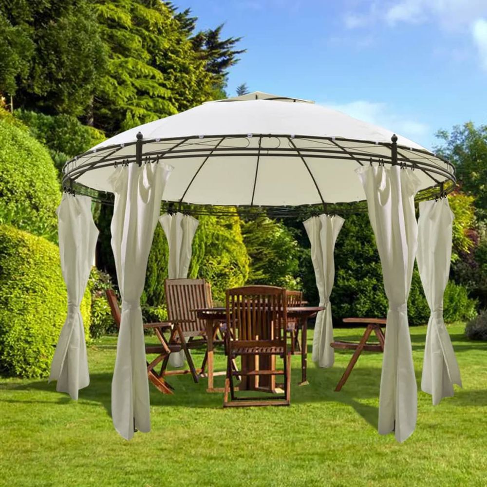 Gazebo with Curtains Round 3.5x2.7 m Anthracite - anydaydirect