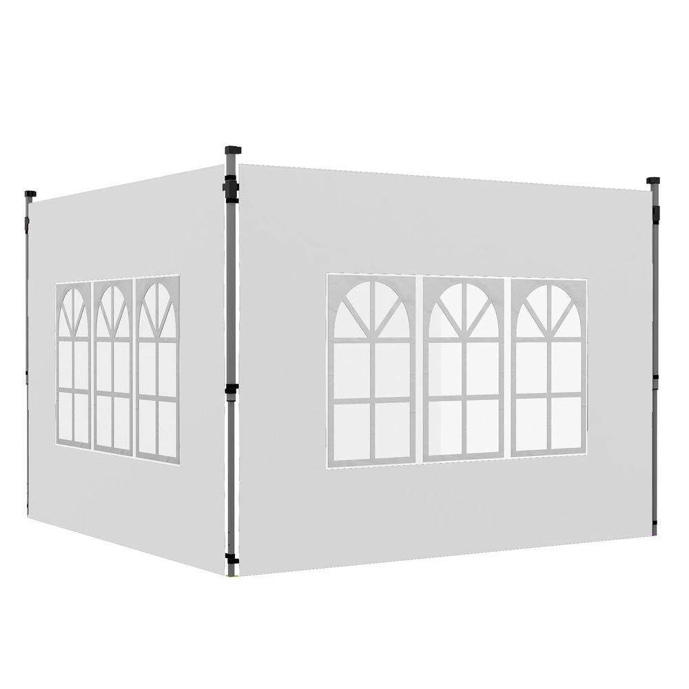Outsunny Gazebo Side Panels for 3x3(m) or 3x4m Pop Up Gazebo, 2 Pack, White - anydaydirect