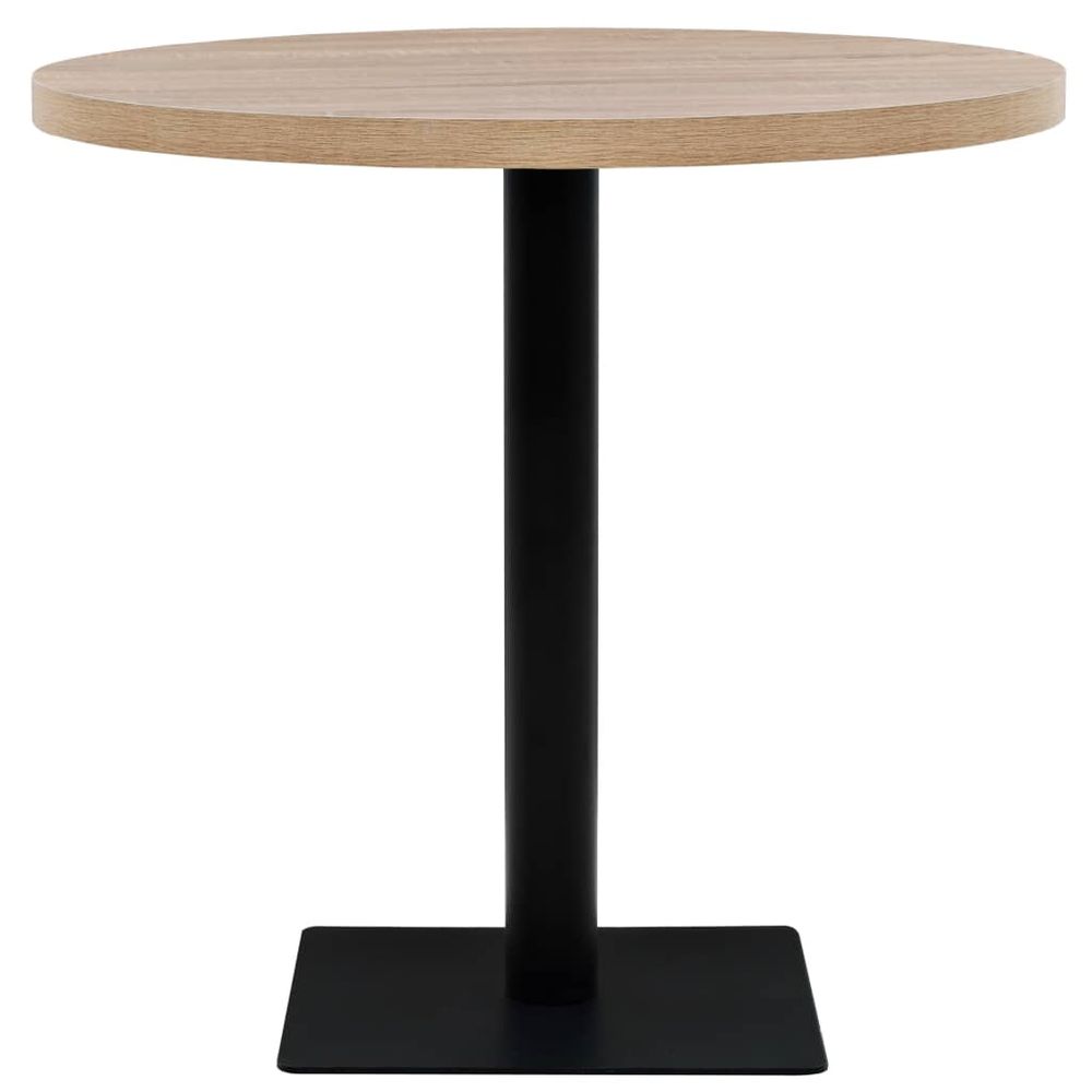 vidaXL Bistro Table MDF and Steel Round 80x75 cm Oak Colour - anydaydirect