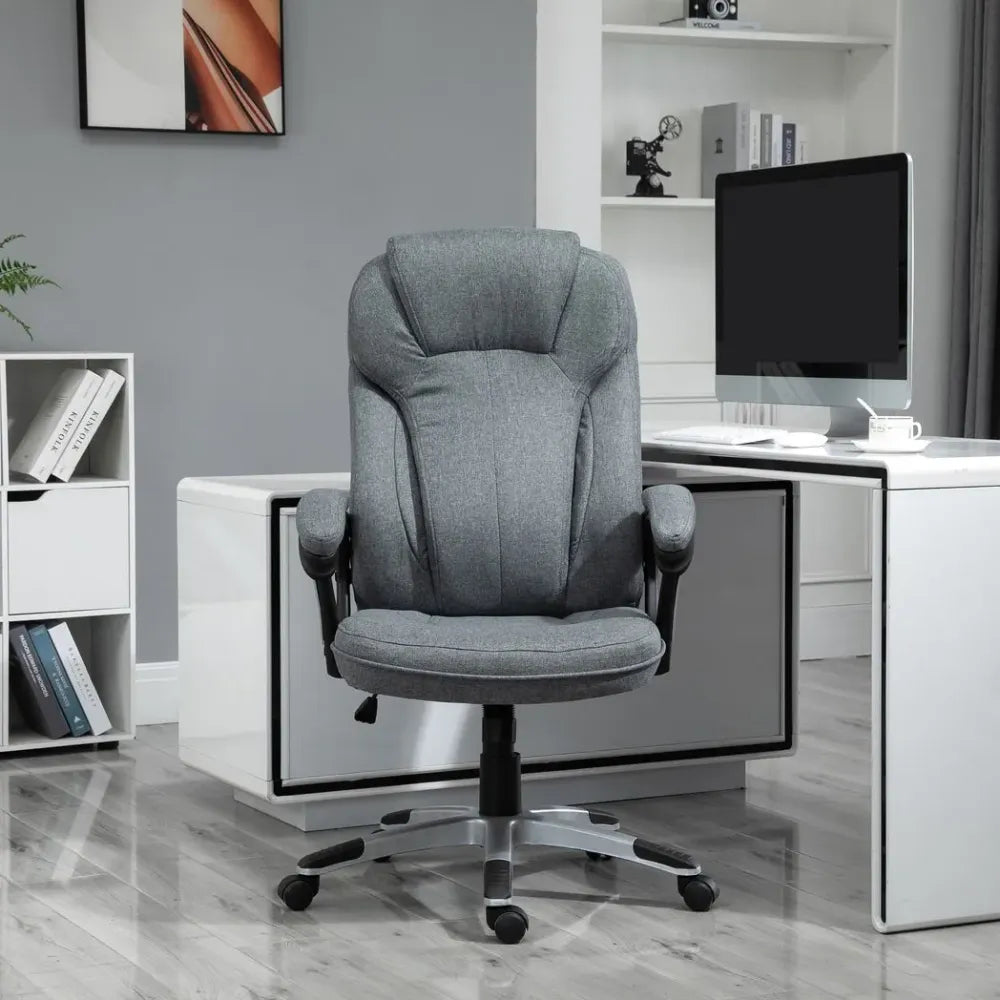 High Back Home Office Chair Height Adjustable Computer Chair w/ Armrests, Grey - anydaydirect