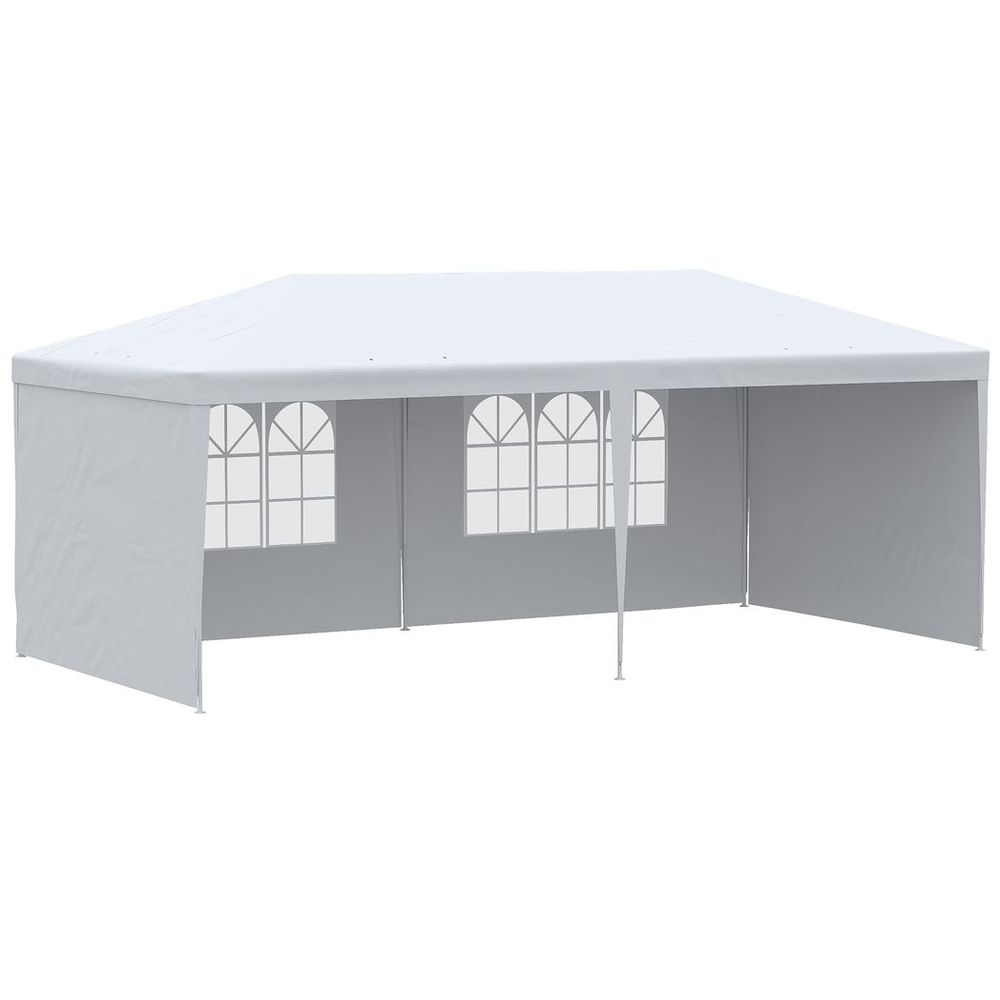 6m x 3m Garden Gazebo Marquee Canopy Party Tent Canopy Patio White - anydaydirect