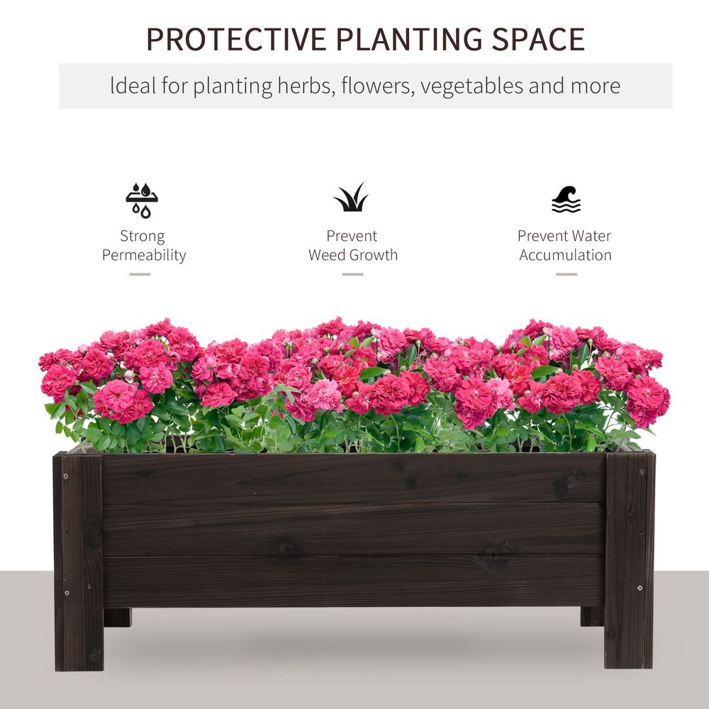 Wooden Garden Raised Bed Planter Grow Containers Pot, 100x36.5x36cm Outsunny - anydaydirect