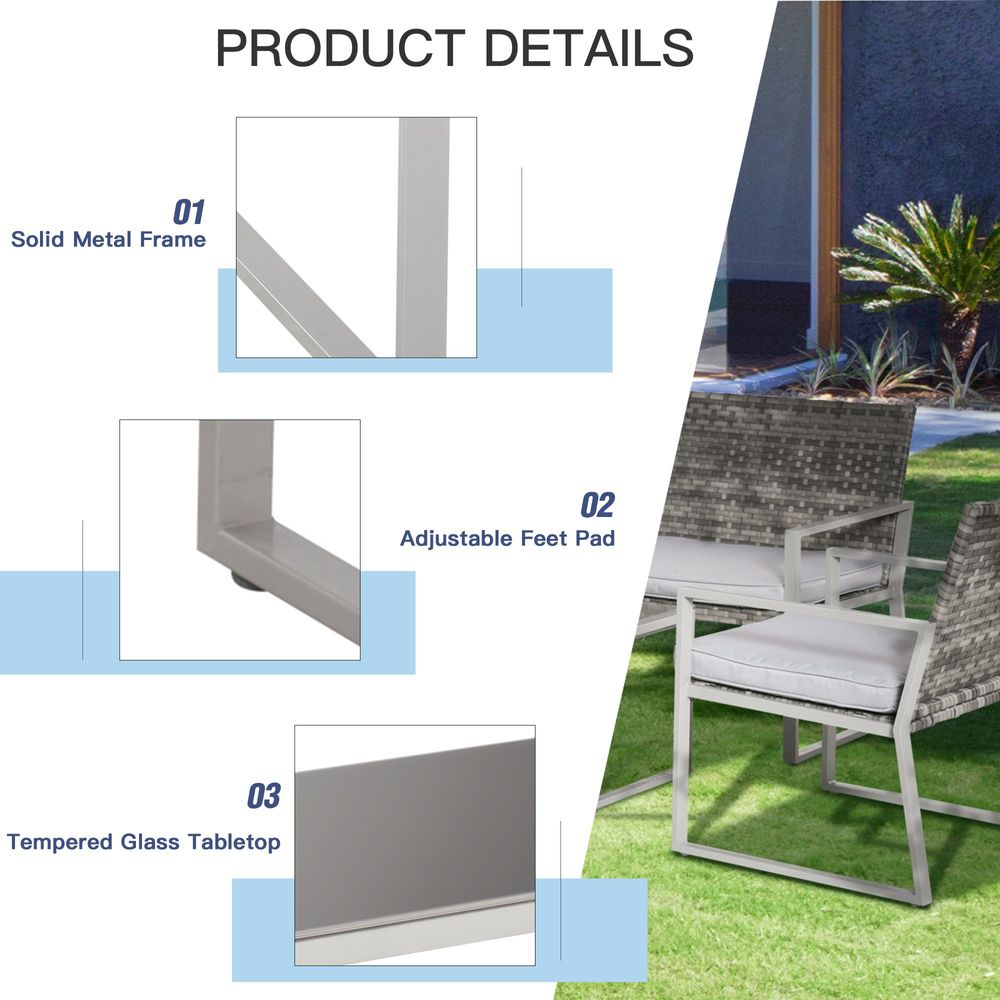 4-Piece Outdoor Garden Rattan Seating Furniture Set Grey - anydaydirect