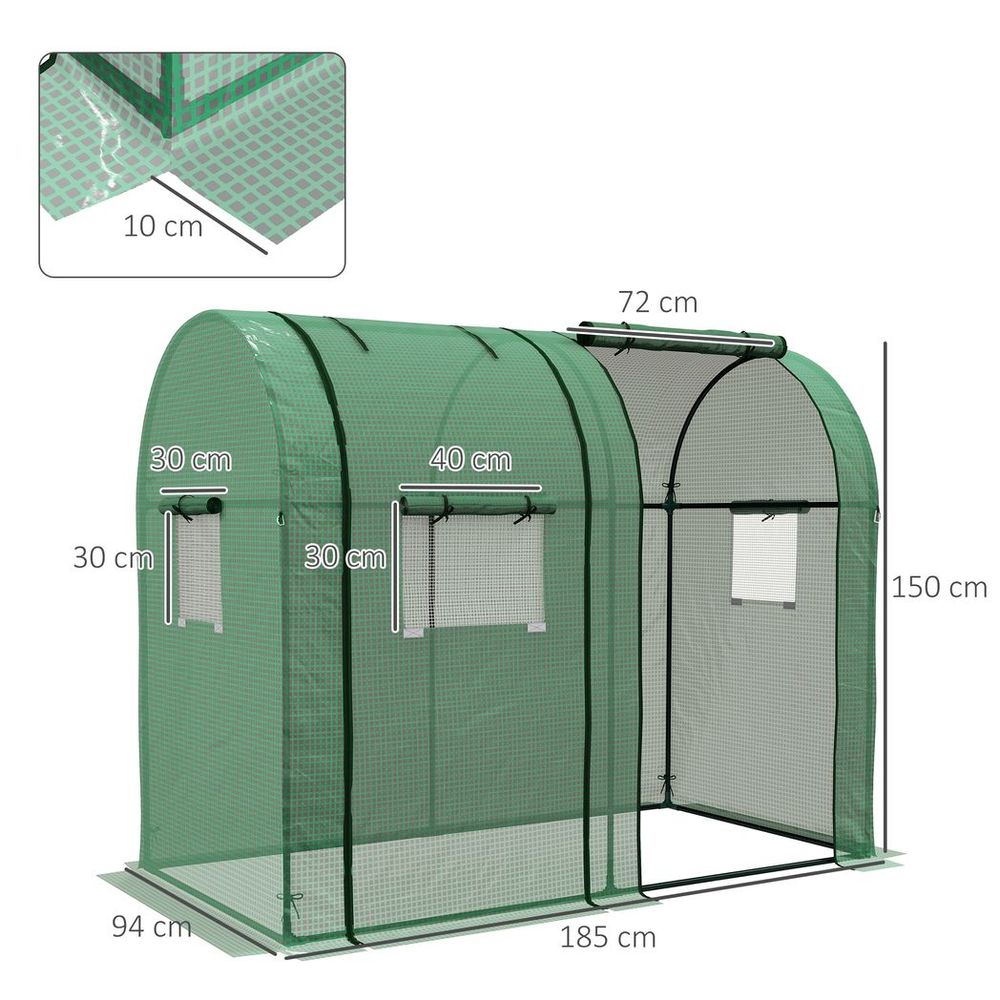 Outsunny Tomato Greenhouse with 2 Roll-up Doors and 4 Mesh Windows, Green - anydaydirect