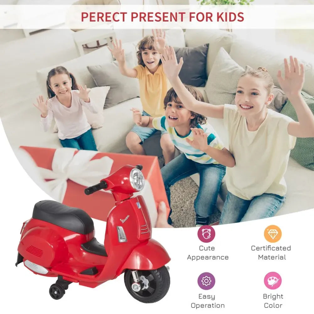 Vespa Licensed Kids Ride On Motorcycle 6V Battery Powered Electric Toys - anydaydirect