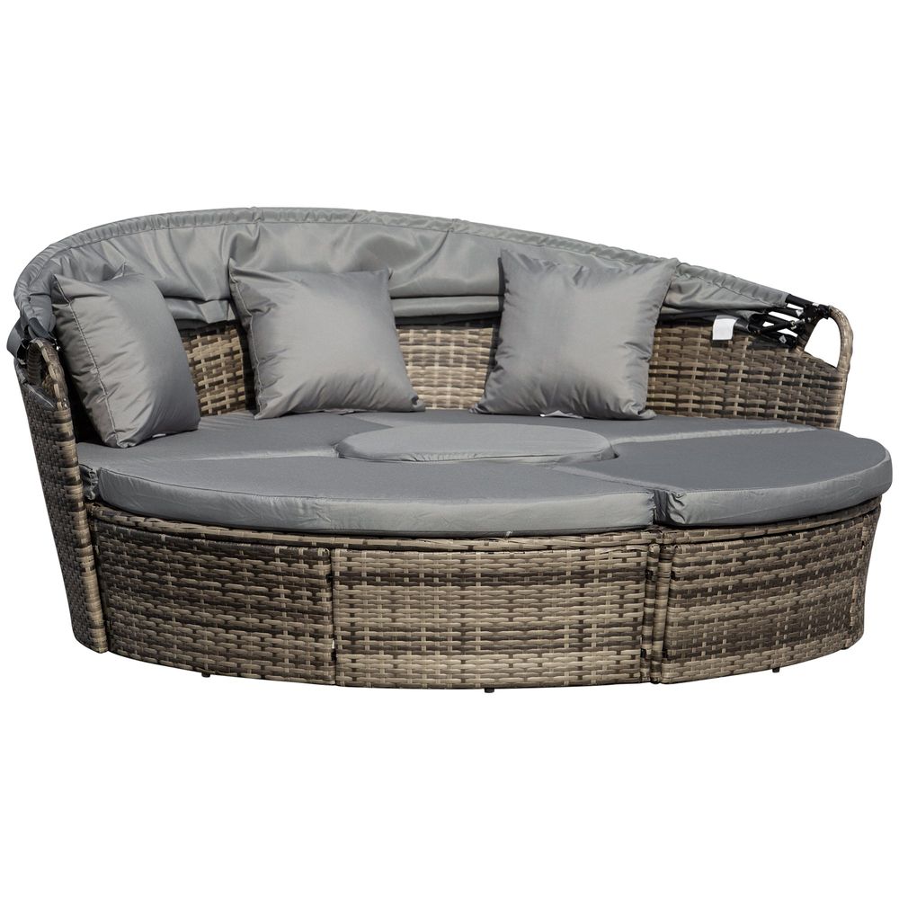 5 Pc Outdoor Plastic Rattan Wicker Round Sofa Bed Coffee Table Sectional Set - anydaydirect