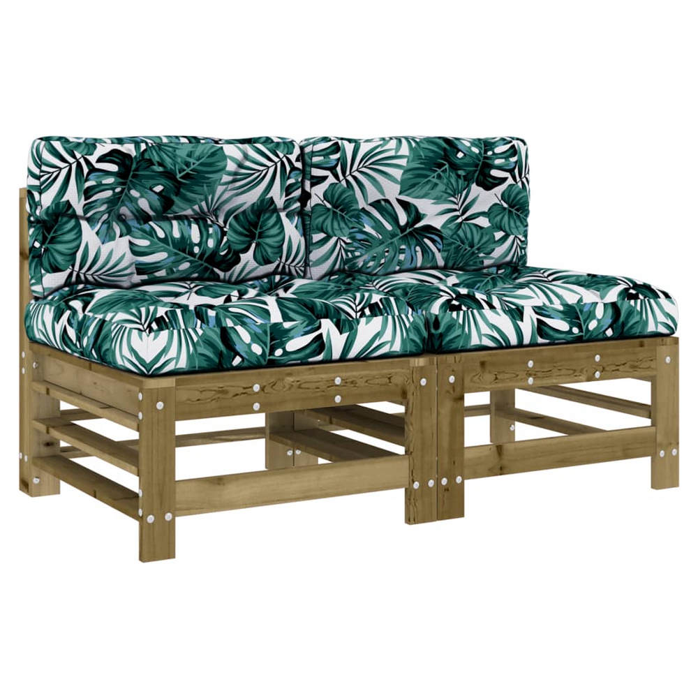 vidaXL Middle Sofas with Cushions 2 pcs Impregnated Wood Pine - anydaydirect