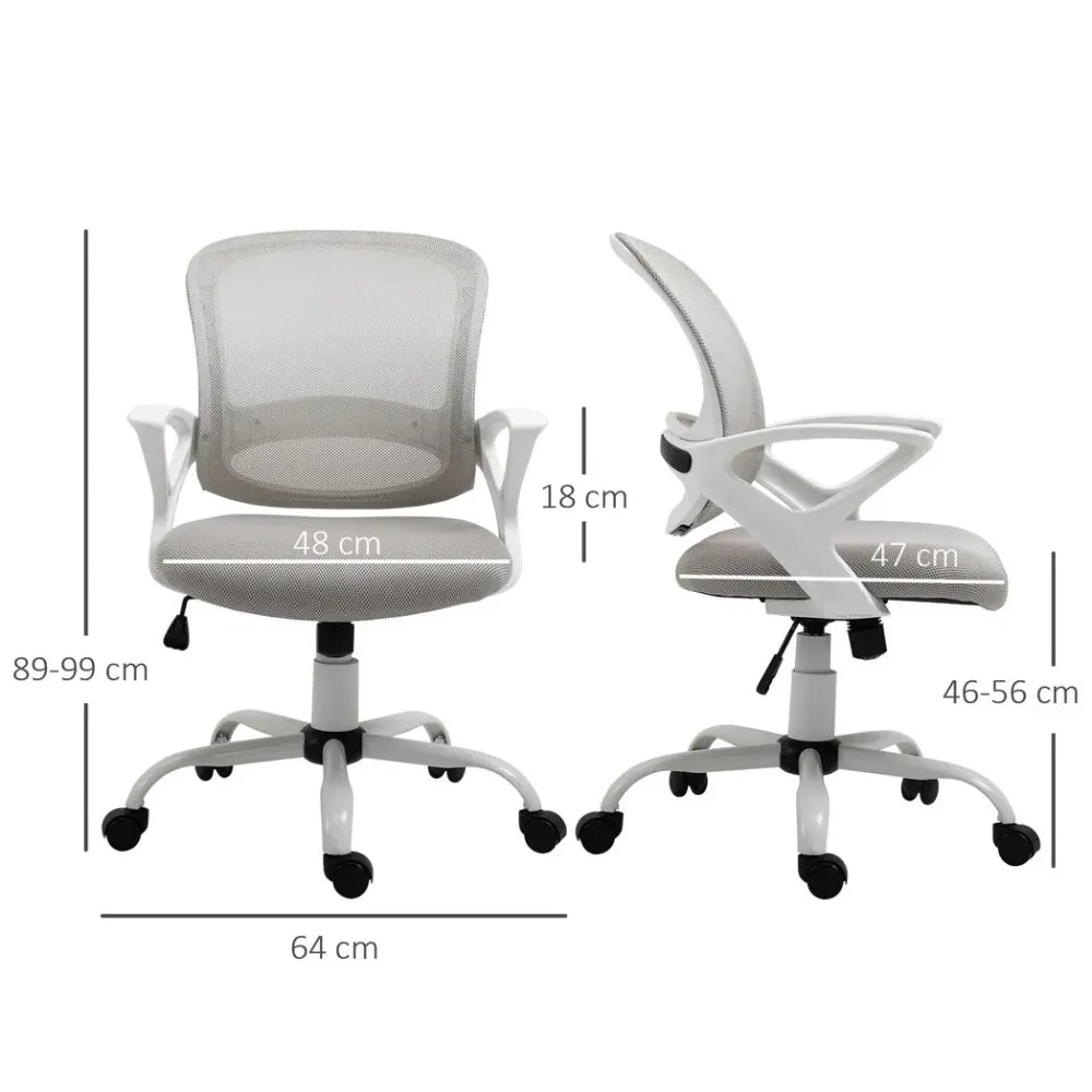 Mesh Home Office Chair Swivel Desk Task PC Chair w/ Lumbar Support, Arm, Grey - anydaydirect