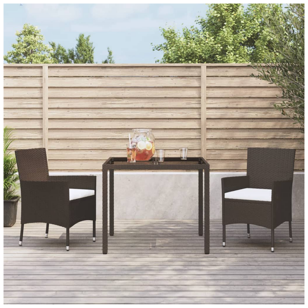 vidaXL Garden Chairs with Cushions 2 pcs Brown Poly Rattan - anydaydirect